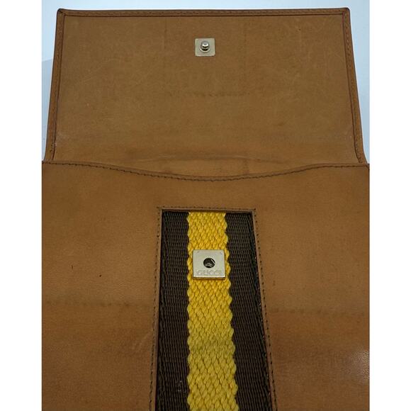 Authentic Gucci Vintage Leather Bifold Wallet with Web Stripe Detail - Picture 6 of 16